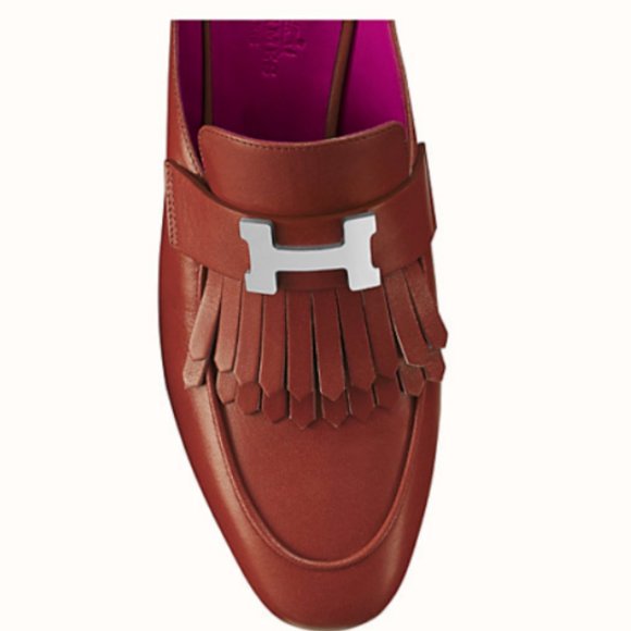 ❤️ HERMES TUILERIES MULE SLIP ON FRINGE LOAFER HEELS 37 DESIGNER MULES ITALY - Picture 15 of 15
